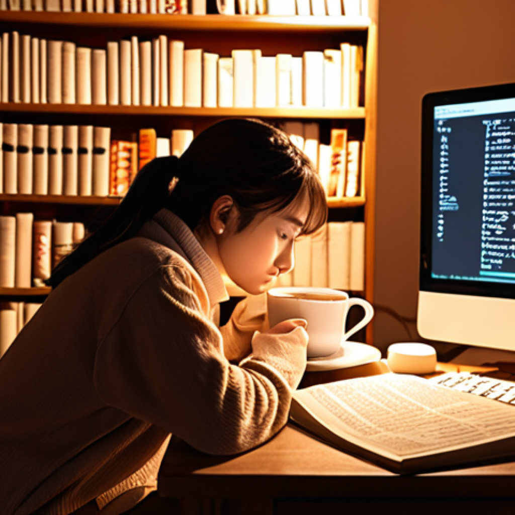 **

A translator hunched over a desk, surrounded by stacks of books and a glowing computer screen displaying lines of text in different languages. The scene is bathed in soft, warm light, emphasizing the dedication and focus required for translation. Small details like a steaming mug of tea and scattered notes add to the atmosphere. Keywords: translator, desk, languages, books, computer, dedication, focus, warm light, cozy.

**
