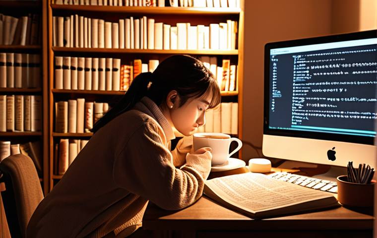 **
A translator hunched over a desk, surrounded by stacks of books and a glowing computer screen displaying lines of text in different languages. The scene is bathed in soft, warm light, emphasizing the dedication and focus required for translation. Small details like a steaming mug of tea and scattered notes add to the atmosphere. Keywords: translator, desk, languages, books, computer, dedication, focus, warm light, cozy.
**
