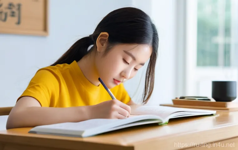 한국어 음운론 - **Prompt:** "A young adult, approximately 20 years old, with a determined expression, is seated at a...