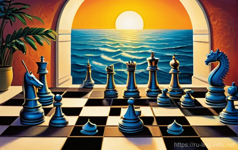 영어 의미론 - **Chameleon Words: The Meaning of "Set"**
A highly detailed, surreal illustration depicting the ...